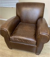 Pottery Barn Brown Leather Easy Chair