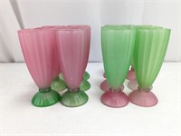 Vintage Frosted Ice Cream Footed Glass Set