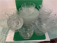 Large Lot Of Sandwich Glass Cups & Saucers