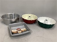 Three Bundt Pans and One Square Cake Pan