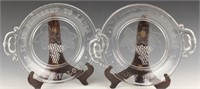 PAIR EAPG PRESSED GLASS BREAD PLATE WITH MOTTO