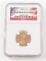 2002-S LINCOLN PENNY PROOF PF69 RD ULTRA CAMEO