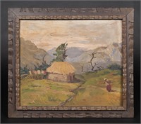 19th c. Impressionist Landscape Oil on Panel