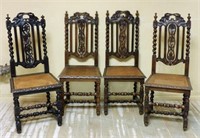Harlequin Set of Louis XIII Style Oak Chairs.