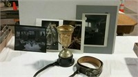 1949 dated loving-cup, belt and photos
