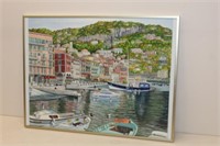 Ed Newman Watercolor 18" x 24" "Boat Dock in the