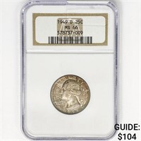 1949-D Washington Silver Quarter NGC MS66