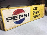 Vintage Metal Pepsi Sign “ Say Pepsi Please “