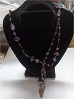 Marked 925 Clasp w/ Purple Stone Necklace