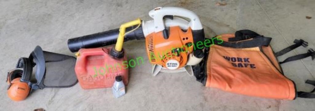 Stihl BG56C Blower, Face Shield, leg guards, fuel