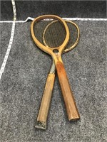 Two Old Wooden Tennis Rackets