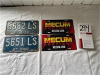 Set of 1967 Ohio Plates & Mecum Plates