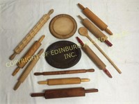 LOT - VINTAGE ROLLING PINS & BREAD BOARDS