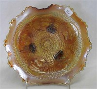 Horse Medallion JIP ftd bowl - amber