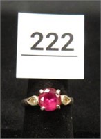 Ladies' Ring; .925 Silver; Pink Stone; Size 7½;