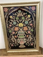 Framed vase with flowers embroidery