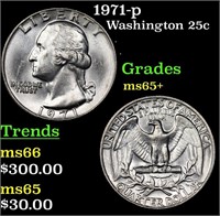 1971-p Washington Quarter 25c Grades GEM+ Unc
