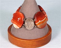 Victorian Silver & Banded Agate Bracelet