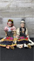 2 Antique Ukrainian Dolls Both Missing A Shoe 15"