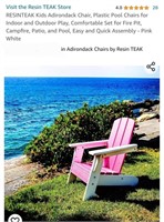 Child's Resin Adirondack Chair-Pink & White