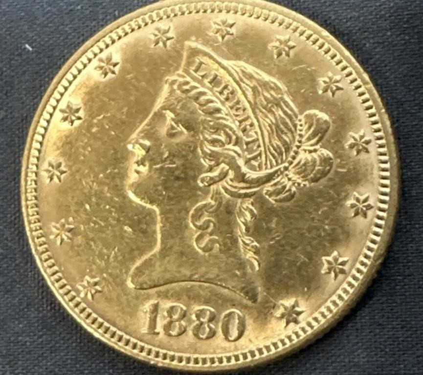 1880 Ten Dollar Gold Coin  *****local pick