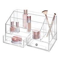 iDesign Plastic Tiered Divided Cosmetic Organizer