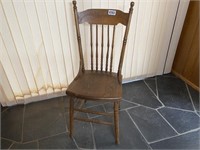 Single Press Back Oak Side Chair,