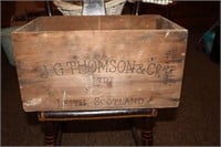 Wooden Scotch Whiskey box marked J.G. Thomson &