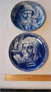 (2) 10” Old Blue Delft Plates. Made In Belgium.