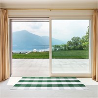 WF6160  PiccoCasa Doormat Rug, Green & White 51.2"