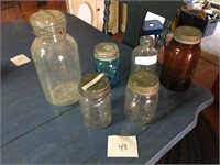 6 antique jars