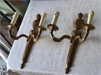 pair of french bronze wall sconces electric
