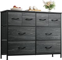 WLIVE 8-Drawer Dresser  Charcoal Black Wood