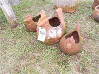 Mother Hen & Clay Chicken Flower Pots
