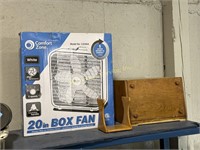 NIB Comfort Zone 20 inch box fan, wood bread box,