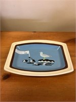 Vtg. Sea shore bird Sandygate Pottery dish 7"x4"