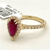 14K Gold Ruby & Diamond Ring