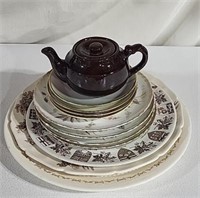 Decorative Plates and a tea pot