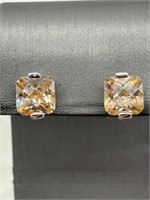 Sterling Silver Peachy Tourmaline Fancy Earrings