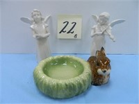 Goebel Rabbit Design Ashtray & (2) Angels