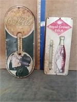 METAL COCACOLA & ROYAL CROWN ADV. THERMOMETERS