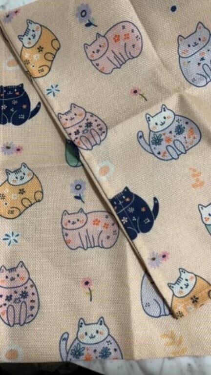 Long table runner, fabric, cute cats pattern