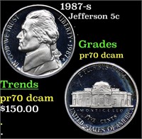 Proof 1987-s Jefferson Nickel 5c Graded pr70 dcam