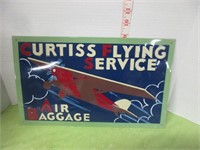 CURTISS FLYING SERVICE EMBOSSED METAL SIGN