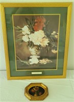 Framed Print & Small Vintage Gold Picture