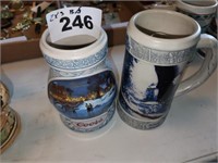 2 X'S BID COORS  OTHER BEER STEINS HOLIDAY & EAGLE