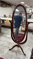64" Trestle Cherry Oval Mirror