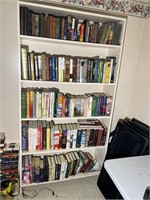LARGE LOT OF BOOKS IN BOOK SHELF  TAKE WHAT YOU