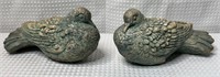 2 Solid Ceramic/Stone Carved Turtle Dove Figurines