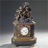 19th C. French Bronze Figural Mantle Clock